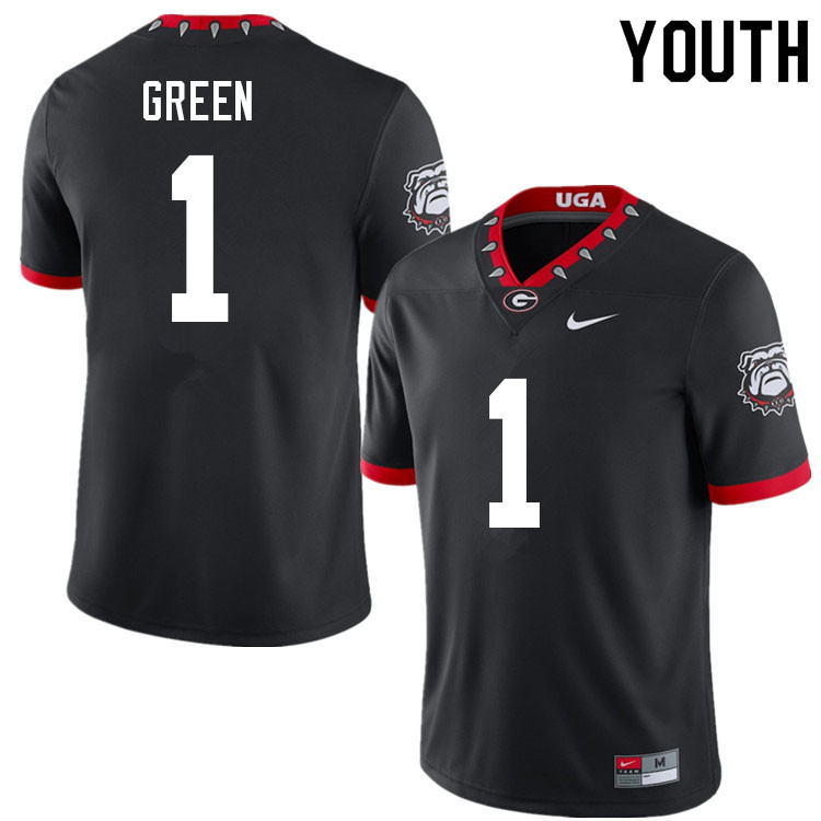 Youth #1 Nyland Green Georgia Bulldogs 100th Anniversary College Football Jerseys Sale-100th Black - Click Image to Close